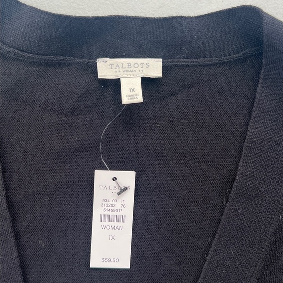 New Talbots Black Open Front Lightweight Knit Cardigan Shrug 1X - Picture 4 of 8